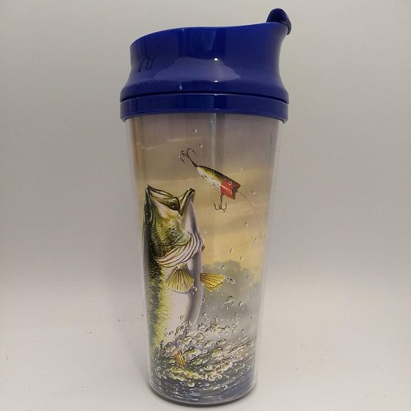 Tags by Design Bass16 oz. Thermal Traveler Mug with Lid Jumping Bass & Lure - Picture 1 of 8